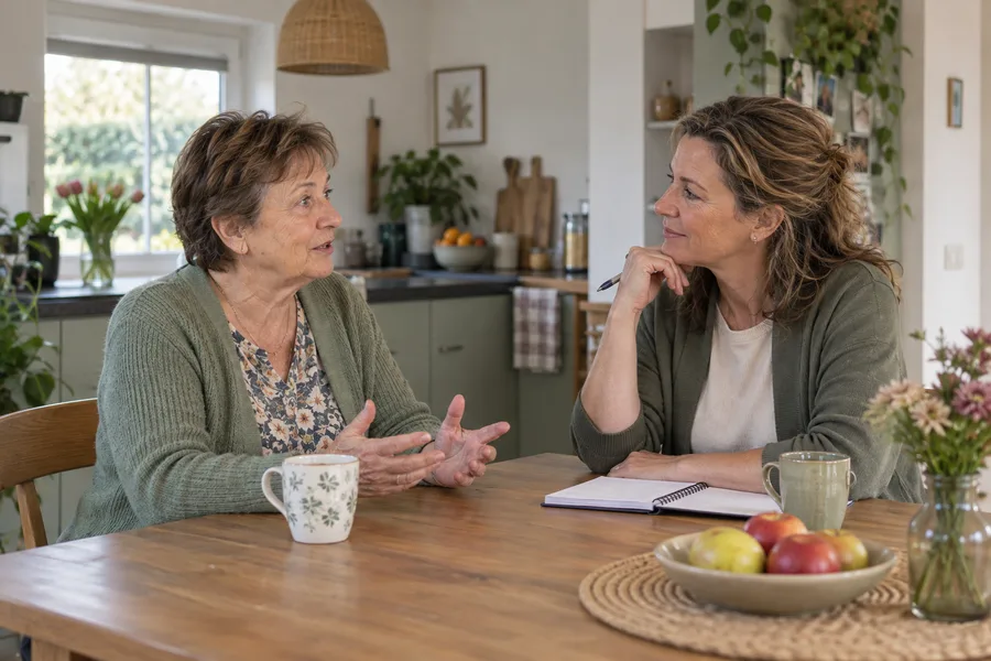 Samen aan tafel praten over hulp thuis