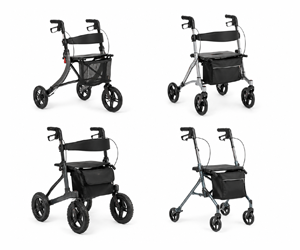 Verschillende soorten rollators voor senioren, waaronder een 3-wiel rollator, 4-wiel rollator, all-terrain rollator en lichtgewicht opvouwbare rollator.