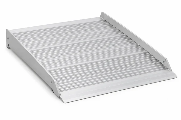 Illustratie van een aluminium drempelhulp op een witte achtergrond