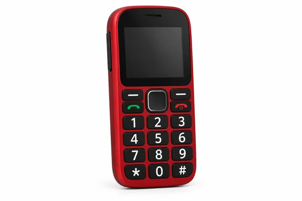 Illustratie van een telefoon met grote toetsen op een witte achtergrond