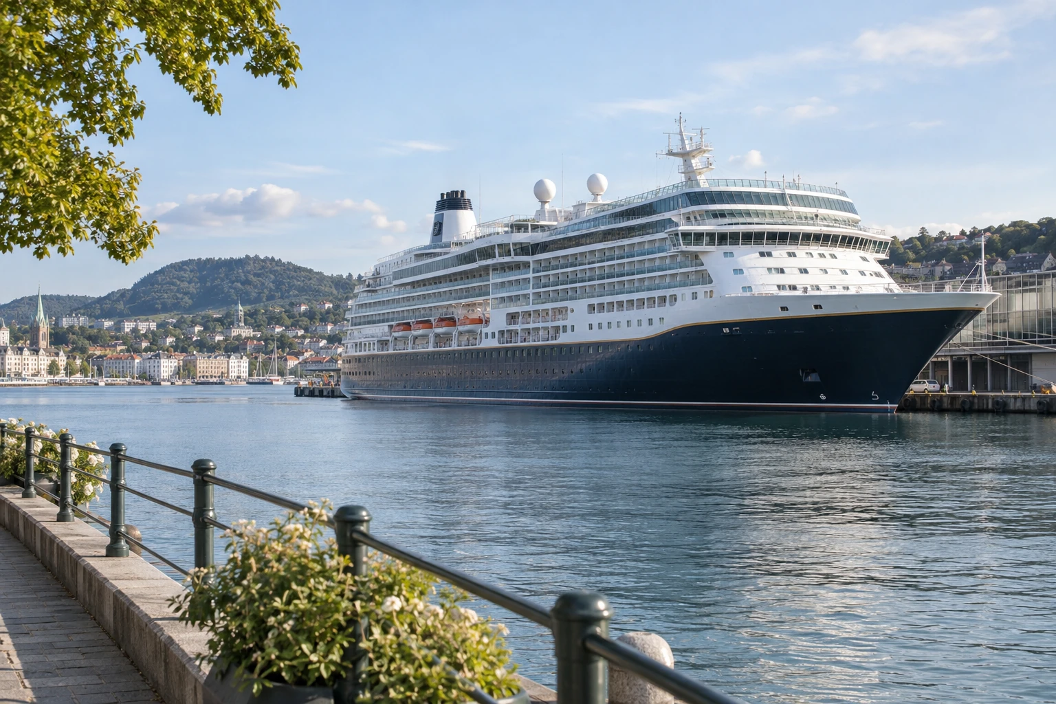 Cruiseschip aangemeerd in een Europese haven